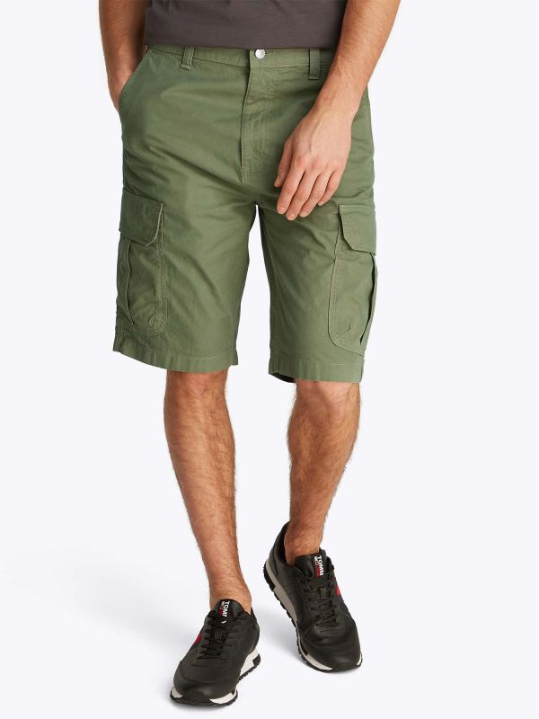 SHORT CARGO IN TWILL TOMMY JEANS UOMO VERDE MILITARE