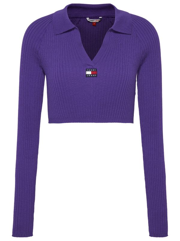 MAGLIA BADGE RIB DA RAGAZZA TOMMY JEANS - VIOLA