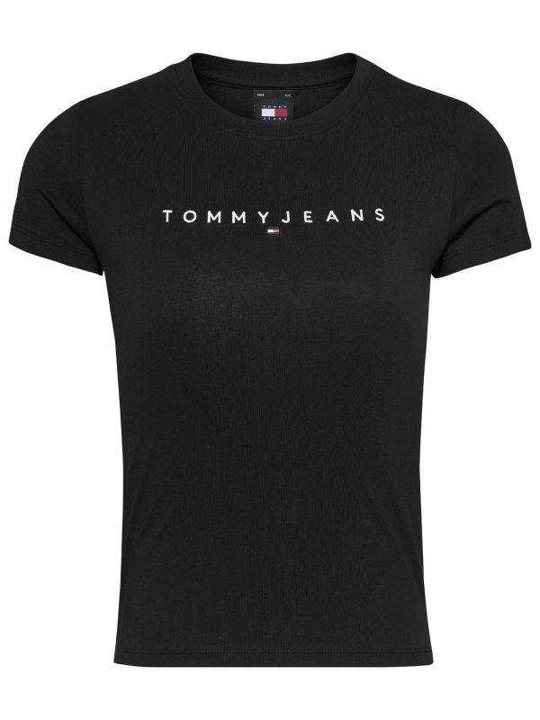 T-SHIRT DONNA SLIM LINEAR TOMMY JEANS - NERO