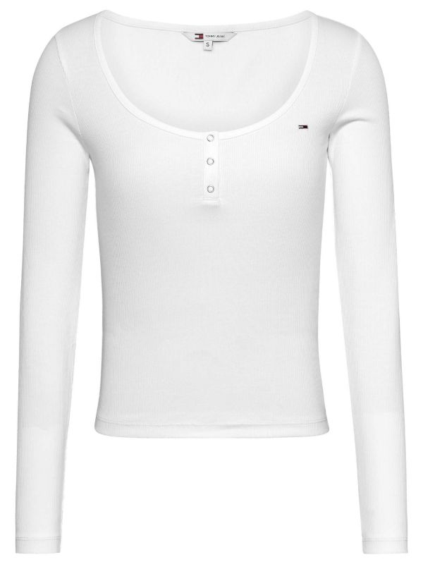 T-SHIRT DONNA SLIM FIT A COSTE TOMMY JEANS - BIANCO