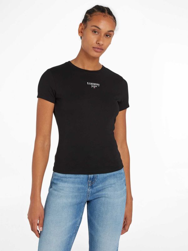 T SHIRT SLIM FIT TOMMY JEANS DONNA NERO DW0DW18397 BDS Online a 23 92 Meca Moda Dress Shoes
