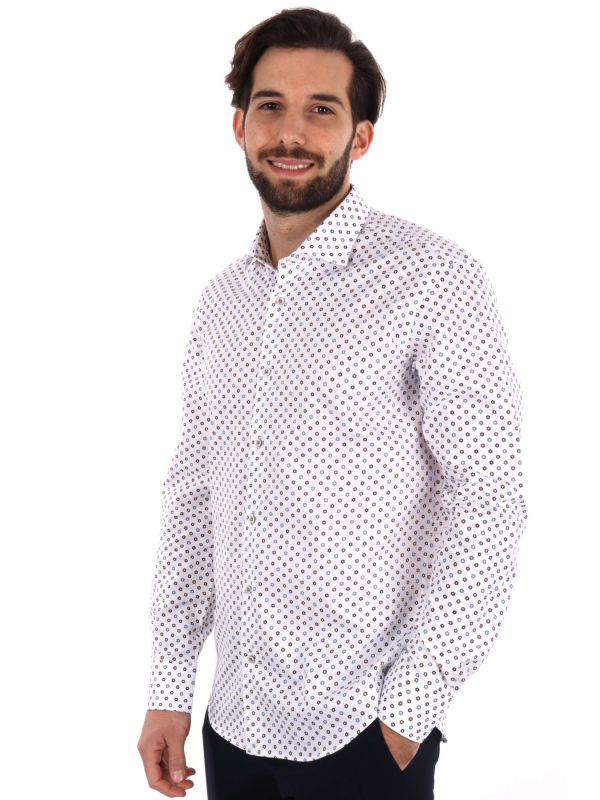 CAMICIA COMETA FB UOMO BIANCO-MARRONE