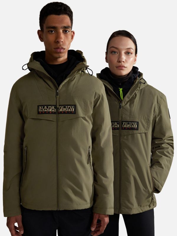 GIACCA UNISEX RAINFOREST NAPAPIJRI CON CAPPUCCIO - VERDE MILITARE
