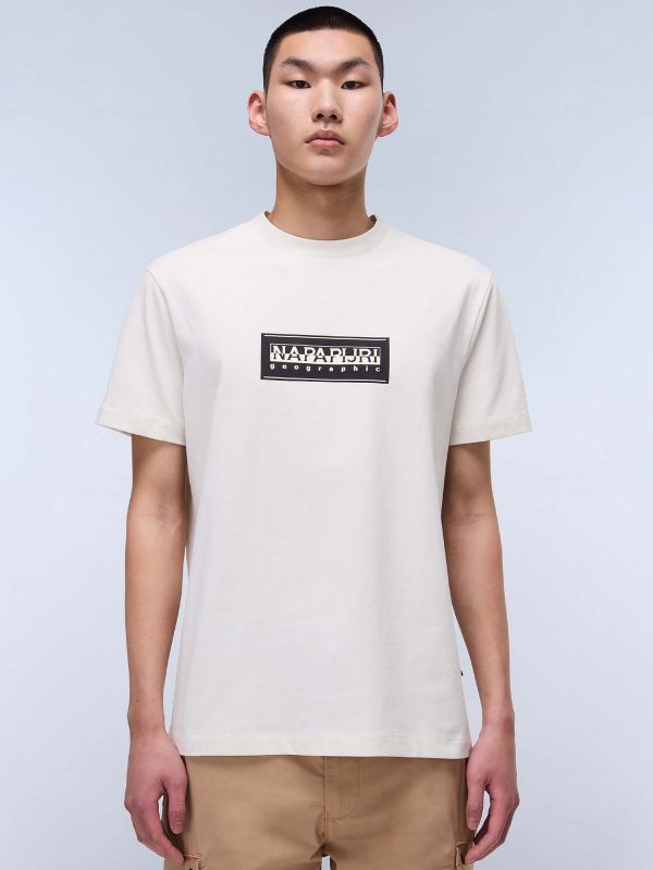 T-SHIRT BOX LOGO NAPAPIJRI DA UOMO BIANCO