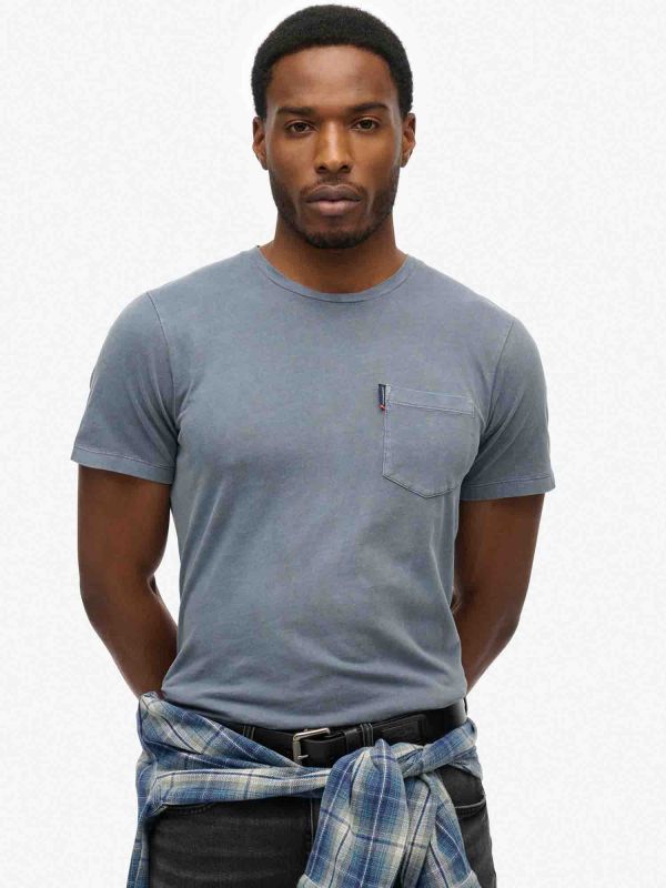T-SHIRT CON TASCHINO SUPERDRY UOMO BLU