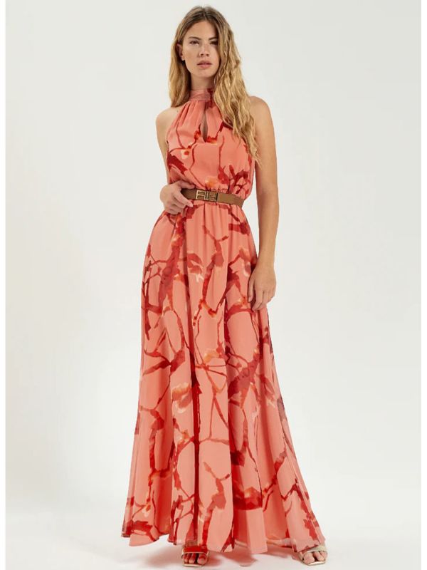 VESTITO SCOLLO AMERICANO ARTIGLI DONNA CORALLO