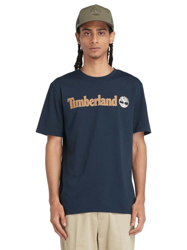 T-SHIRT CON LOGO LINEARE TIMBERLAND UOMO BLU