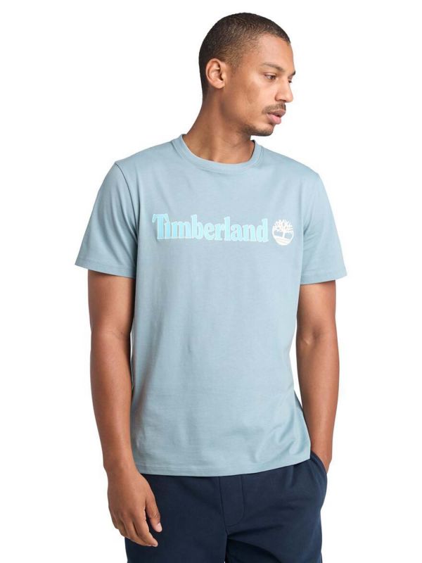 T-SHIRT CON LOGO LINEARE TIMBERLAND UOMO AVIO