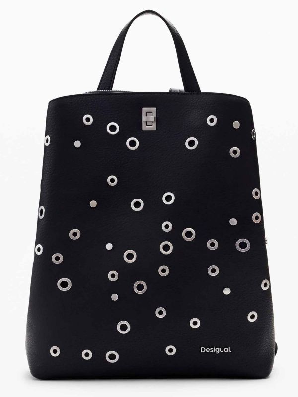 ZAINO MEDIO CON BORCHIE DESIGUAL DA DONNA NERO