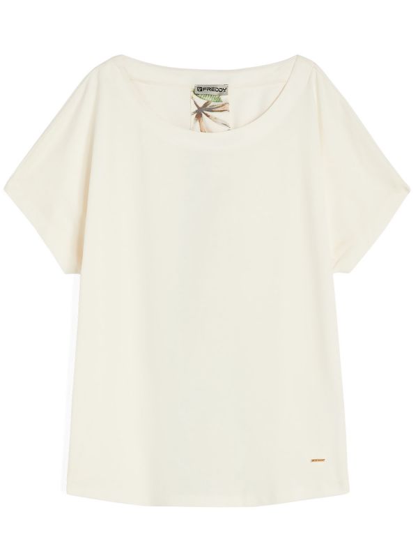 T-SHIRT CON INSERTO DONNA FREDDY - PANNA