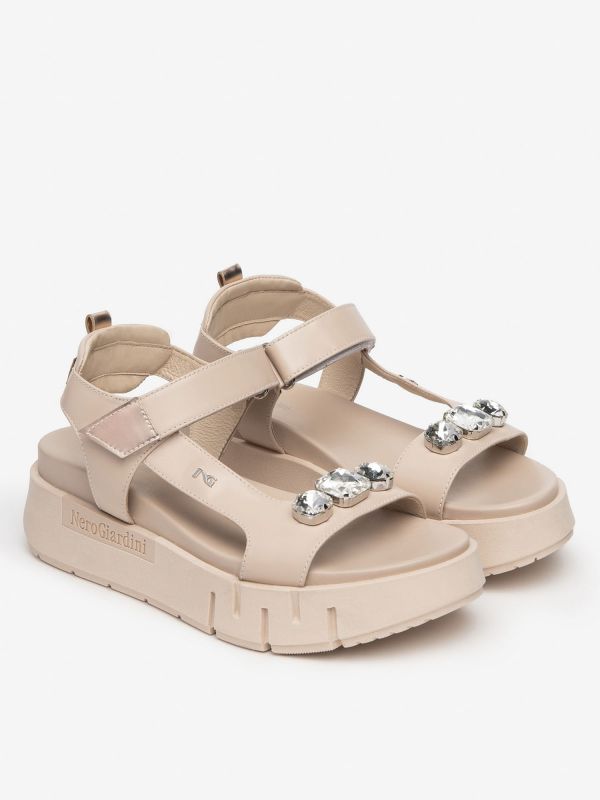SANDALO PLATFORM CON STRASS NERO GIARDINI DONNA CIPRIA