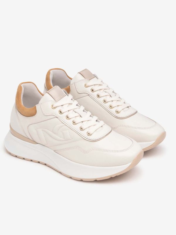 SNEAKERS CON MONOGRAMMA NERO GIARDINI DONNA GESSO
