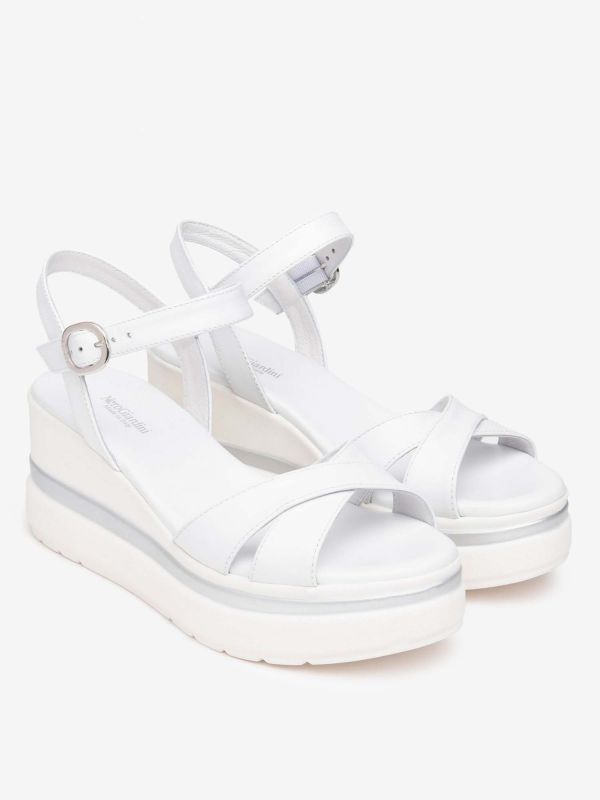 SANDALO CON ZEPPA NERO GIARDINI DONNA BIANCO