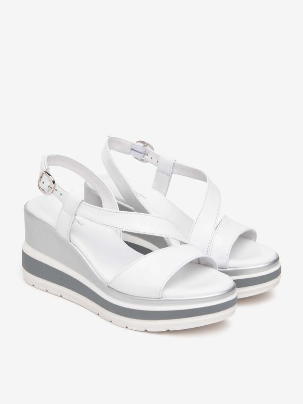 SANDALO CON ZEPPA NERO GIARDINI DONNA BIANCO