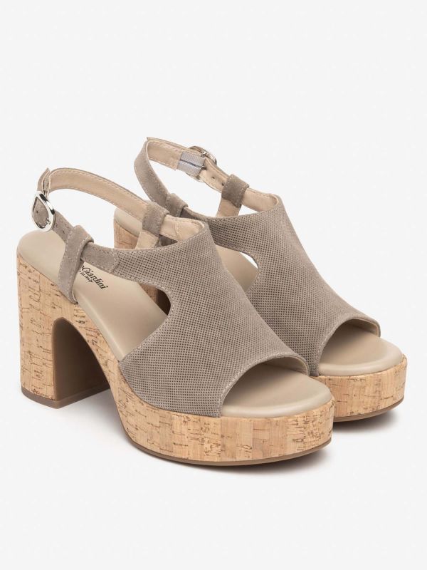 SANDALO IN SUEDE NERO GIARDINI DONNA TAUPE