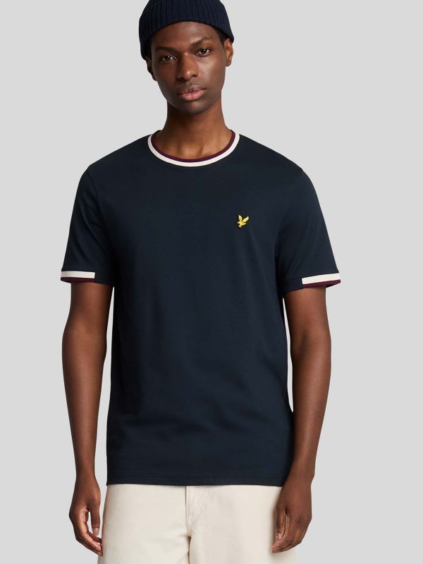 T-SHIRT CON PROFILI CROMATI LYLE&SCOTT UOMO BLU