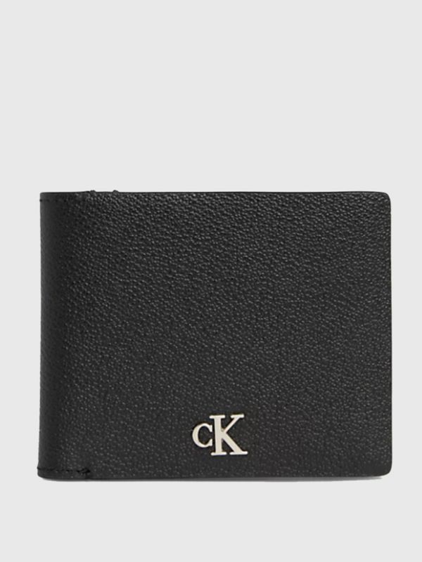 PORTAFOGLIO UOMO IN PELLE MARTELLATA CON PORTAMONETE CALVIN KLEIN - NERO