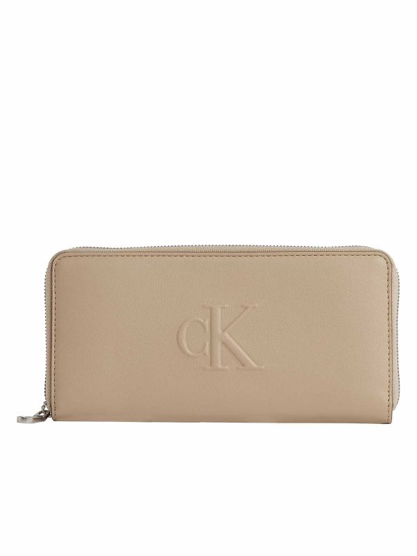 PORTAFOGLIO SCULPTED ZIP AROUND CALVIN KLEIN JEANS DONNA BEIGE
