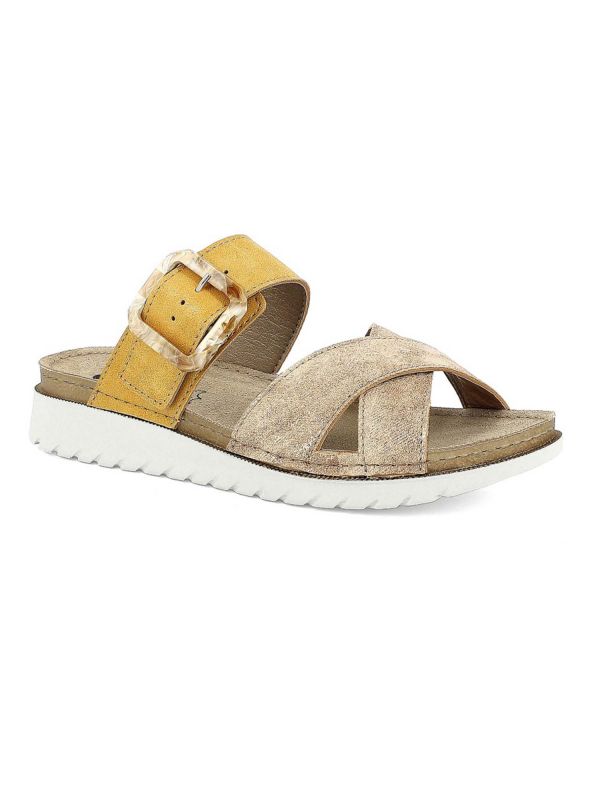 CIABATTA A FASCE CON FIBBIA INBLU DONNA GIALLO CIABATTA A FASCE CON FIBBIA INBLU DONNA GIALLO