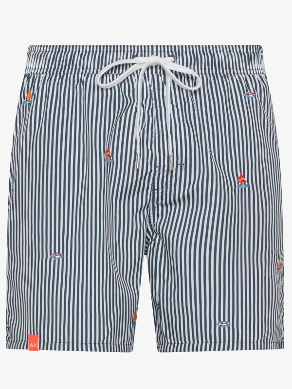 BOXER DA MARE A RIGHE SUN68 DA UOMO BLU BIANCO