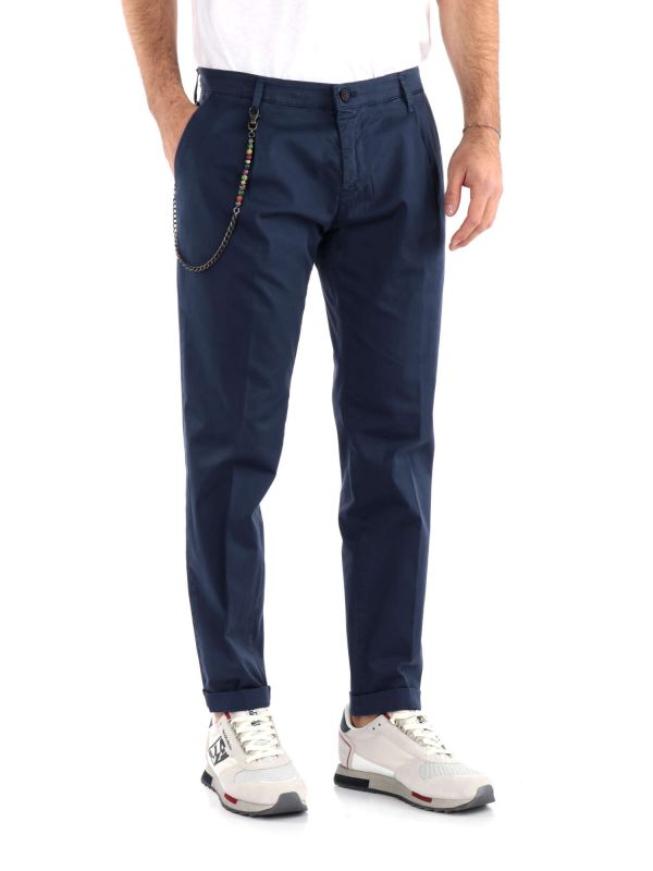 PANTALONE CON PENCE E CATENA FB UOMO BLU MEDIO