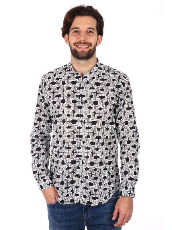 CAMICIA COLLETTO COREANO FB UOMO BIANCO-NERO