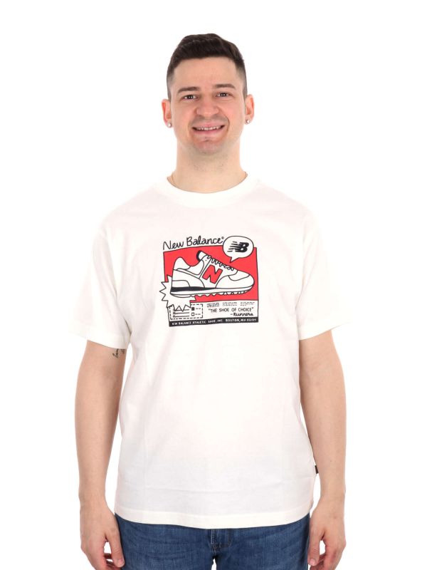 T-SHIRT CON STAMPA NEW BALANCE DA UOMO BIANCO