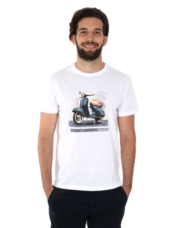 T-SHIRT CON STAMPA YES ZEE UOMO GESSO