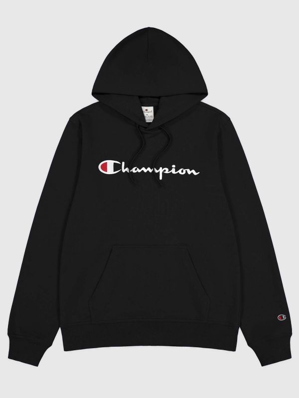 FELPA CON CAPPUCCIO CON LOGO RICAMATO CHAMPION UOMO NERO FELPA CON CAPPUCCIO CON LOGO RICAMATO CHAMPION UOMO NERO
