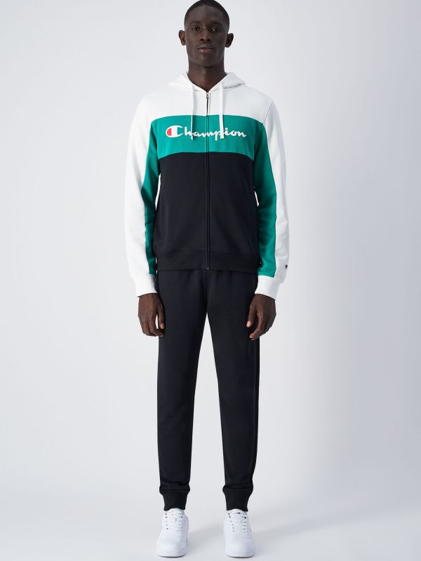 TUTA CHAMPION CON ZIP UOMO BIANCO-VERDE