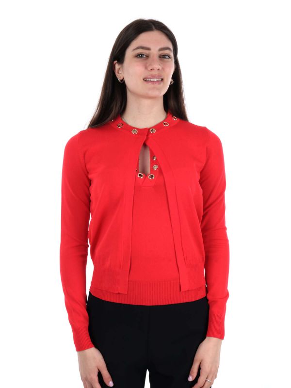 CARDIGAN CON ANELLI ARTIGLI DONNA ROSSO