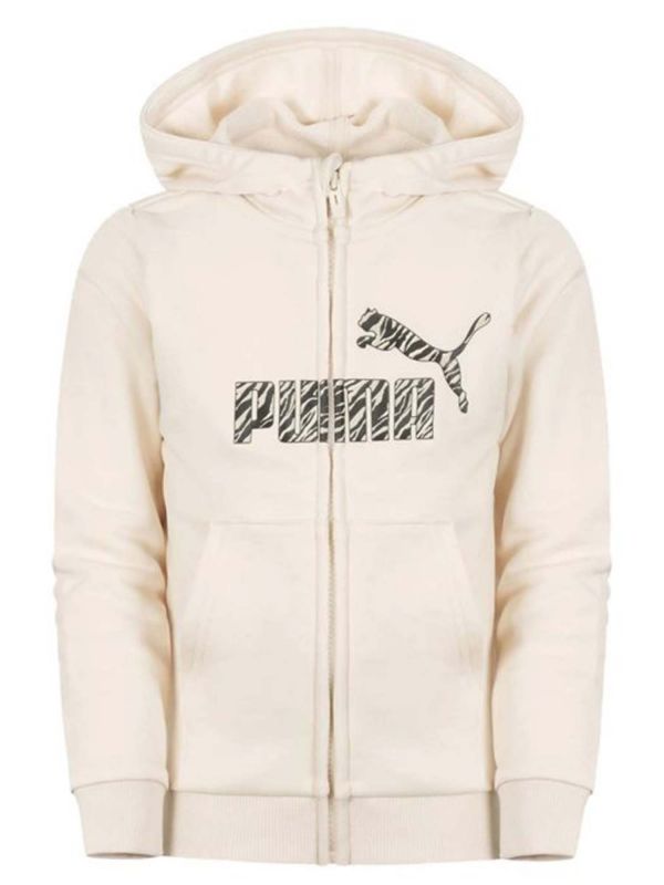 FELPA ESSENTIAL ANIMALIER CON CAPPUCCIO PUMA BAMBINI PANNA