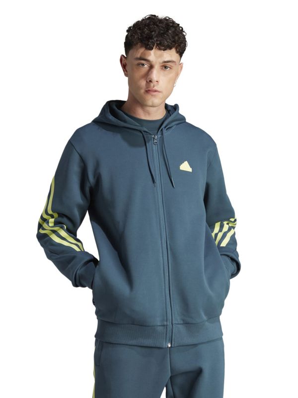 ADIDAS FELPA ZIP CAP - PETROLIO