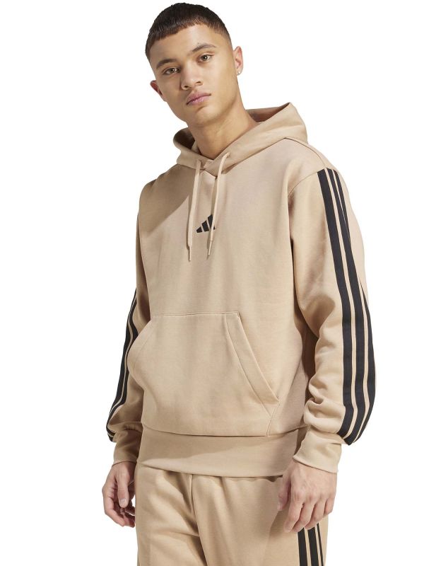FELPA CON CAPPUCCIO ESSENTIALS 3-STRIPES FLEECE DA UOMO NOCCIOLA