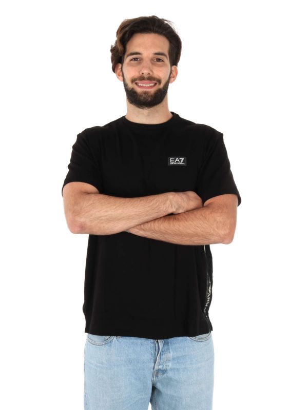 T-SHIRT LOGO TAPE EA7 EMPORIO ARMANI UOMO NERO