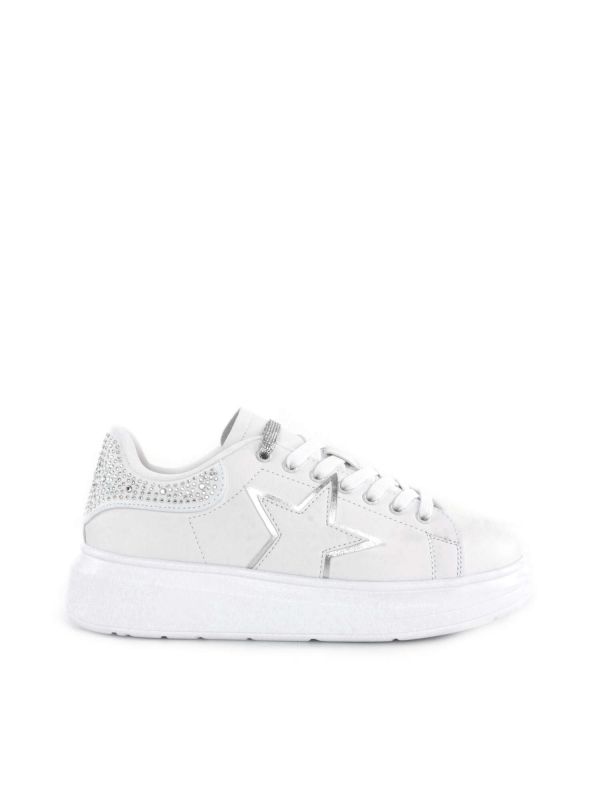 SNEAKERS KIM CON STRASS SHOPART DONNA BIANCO ARGENTO