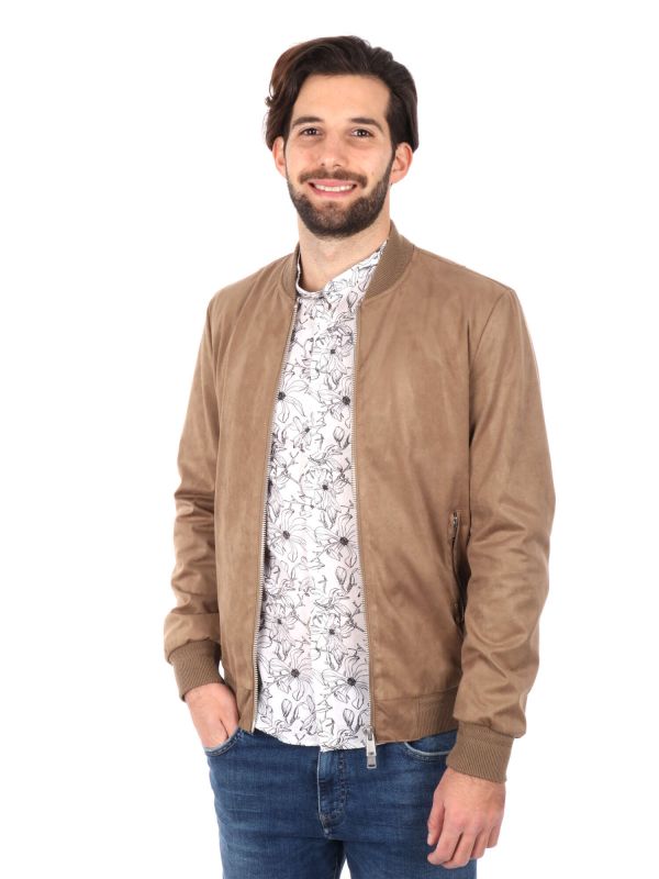 GIUBBINO BOMBER SCAMOSCIATO GIANNI LUPO UOMO CAMEL