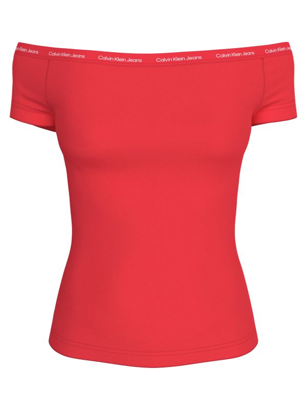 TOP BORDATURA ELASTICA CALVIN KLEIN JEANS DONNA ROSSO