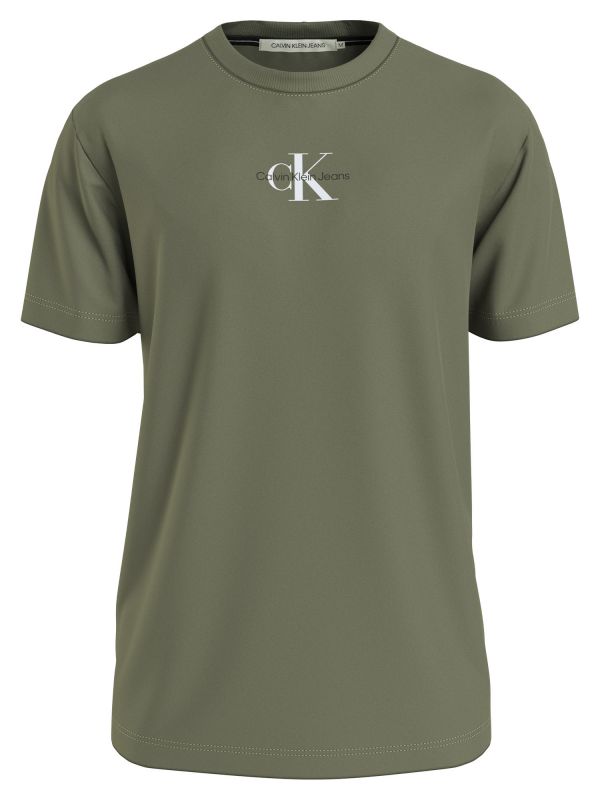 T-SHIRT LOGO CALVIN KLEIN JEANS UOMO VERDE MILITARE