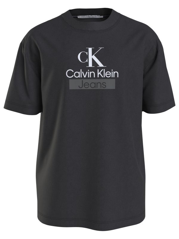 T-SHIRT DA RAGAZZO CALVIN KLEIN JEANS STACKED ARCHIVAL - NERO