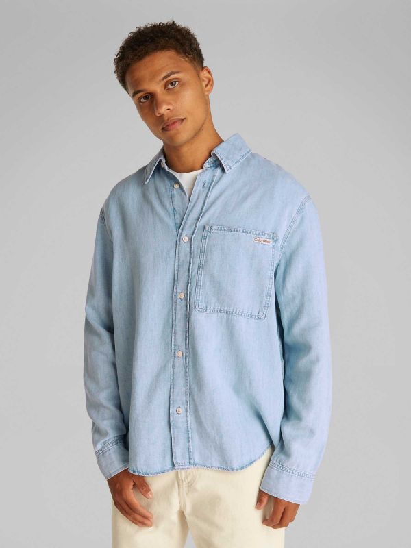 CAMICIA REGULAR LINEAR CALVIN KLEIN JEAND UOMO JEANS CHIARO