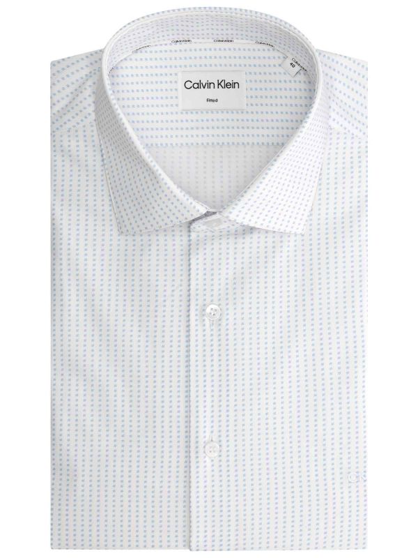 CAMICIA STAMPA CALVIN KLEIN JEANS UOMO BIANCO CELESTE