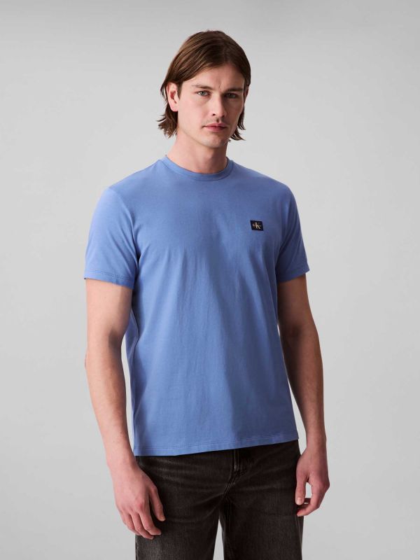T-SHIRT BADGE CALVIN KLEIN JEANS UOMO AZZURRO
