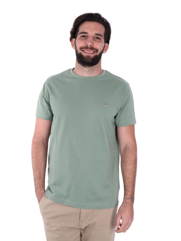 T-SHIRT IN PIQUET GANT UOMO SALVIA