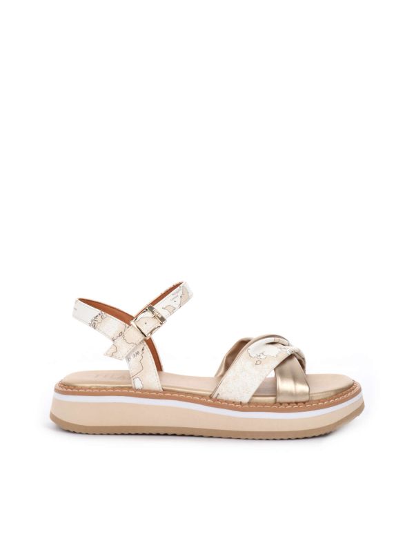 SANDALO FASCIA INTRECCIATA ALVIERO MARTINI 1^ CLASSE DONNA PLATINO