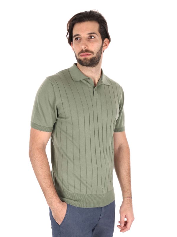 POLO IN MAGLIA A FASCIA FB UOMO VERDE MILITARE