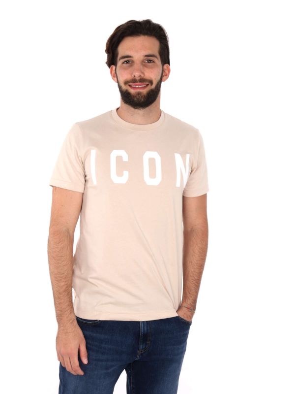T-SHIRT BASIC CON MAXI LOGO ICON UOMO AVORIO