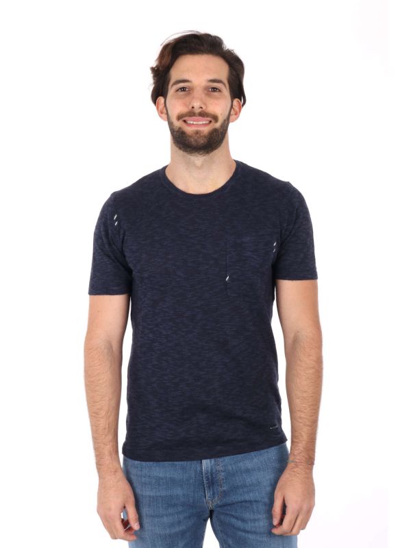 T-SHIRT IN MAGLIA CON TASCHINO GIANNI LUPO UOMO BLU