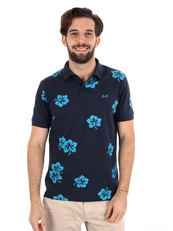 POLO STAMPA ALL-OVER SUN68 UOMO BLU