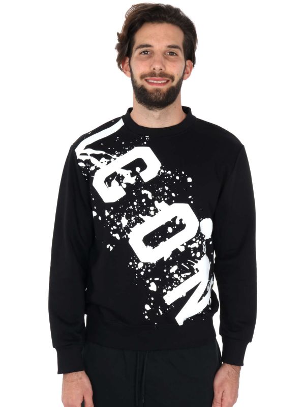 FELPA LOGO SCHIZZI TRASVERSALE ICON UOMO NERO